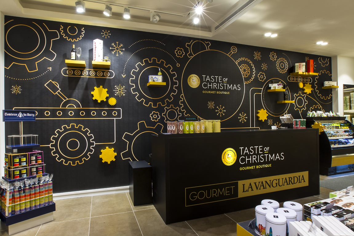TOC6 Vista de la zona de cajas en la pop up store The Taste of Christmas de La Roca Village del año 2018